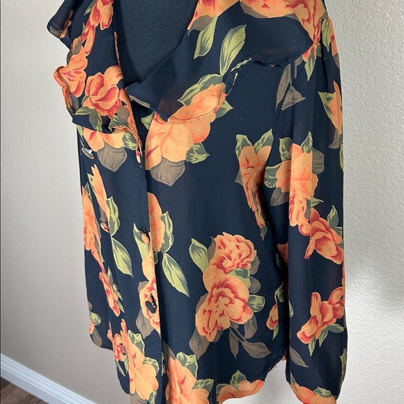 Notations Black and Orange Floral Blouse - Picture 2 of 4